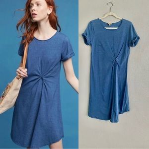 Anthropologie Holding Horses Dress Size XS Blue Paula Knot Front T-Shirt Casual